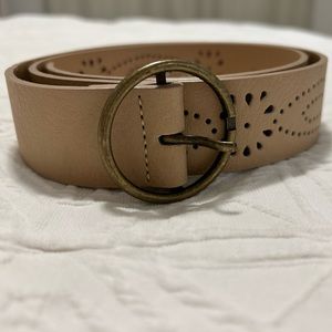 Tan vegan leather decorative cut out belt